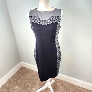 H&M Women's Sleeveless Black And Gray Sheath Bodycon Dress Size Medium
